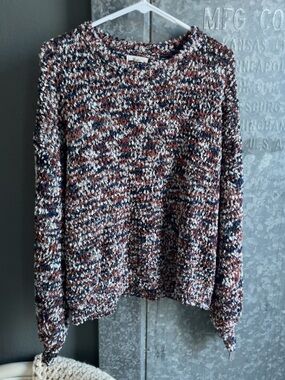 Maurices Multicolor Bouclé Crewneck Sweater in Rust, Navy & Cream
